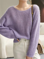 Elegant See-through Women Sweater Pullover Loose Jumper Autumn Winter Soft Warm Women Knitwear Sweater Basic Solid Cashmere Tops - Matrix Studios