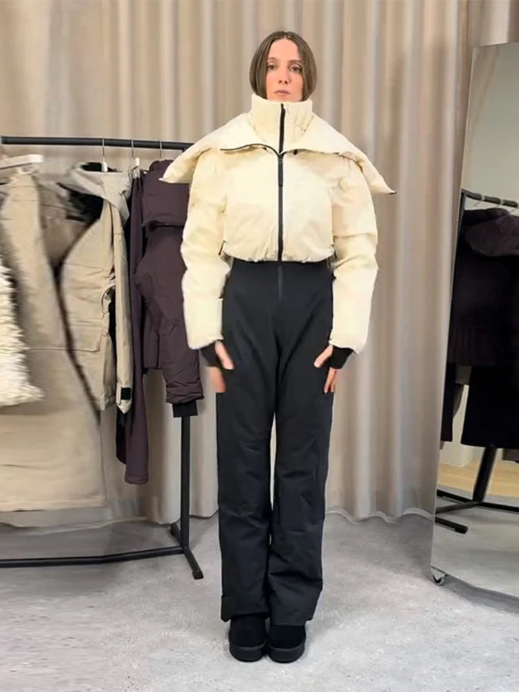 Cotton Ski Women's Winter Jumpsuit Sets Zipper Loose Jacket Straight Pants Suits Skiwear Snow Commute Street Outdoors Romper - Matrix Studios