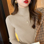 Winter Long Sleeve Mock Neck Knitted Women Sweater Pullover Slim Knit Sweater Women Tops Blusas Mujer De Moda 2024 Blusa J995 - Matrix Studios