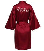 Wedding Party Team Bride Robe With Black Letters Kimono Satin Pajamas Bridesmaid Bathrobe SP063 - Matrix-studios.com