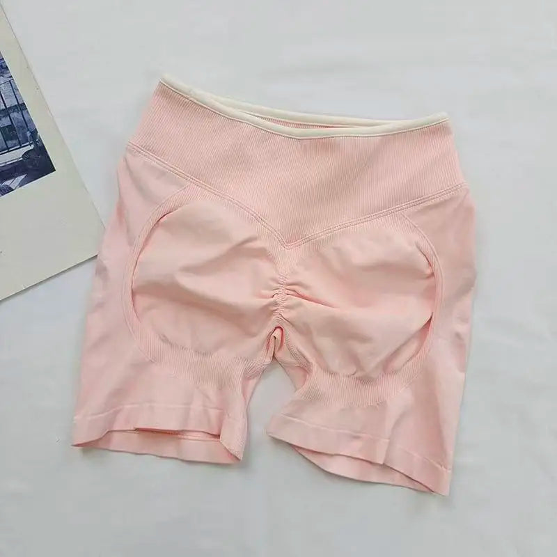 Sexy Seamless Color Blocked Yoga Shorts, Tight Fitting Peach Hip Lifting Sports, Women's Outdoor Running And Fitness Pants - Matrix Studios