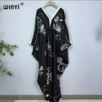 WINYI Print Summer Maxi Dress Muslim Abaya Lady Beach Cover Up Muslim Woman Dresses Beachwear Fashion Kaftan Abaya Dubai Luxury - Matrix Studios