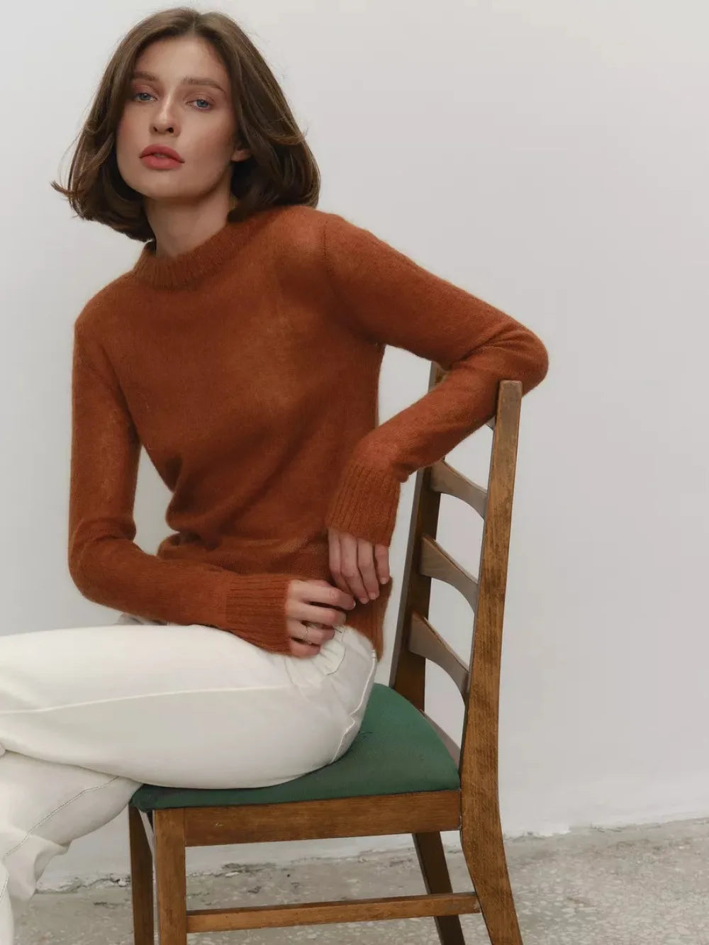Classic Mohair Knitted Sweater Top Spring and Summer Women's Fashion Micro Perspective Cool Loose Elastic O-neck Knitted Shirt - Matrix Studios