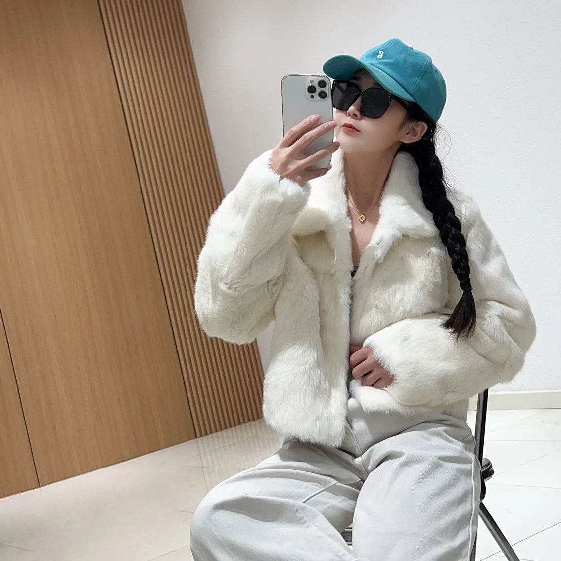 Fancy Rani Natural Fur Coat Women Winter Jacket Real Leather And Fur Short Women's Clothing Female Outerwears With 2024 Black - Matrix Studios