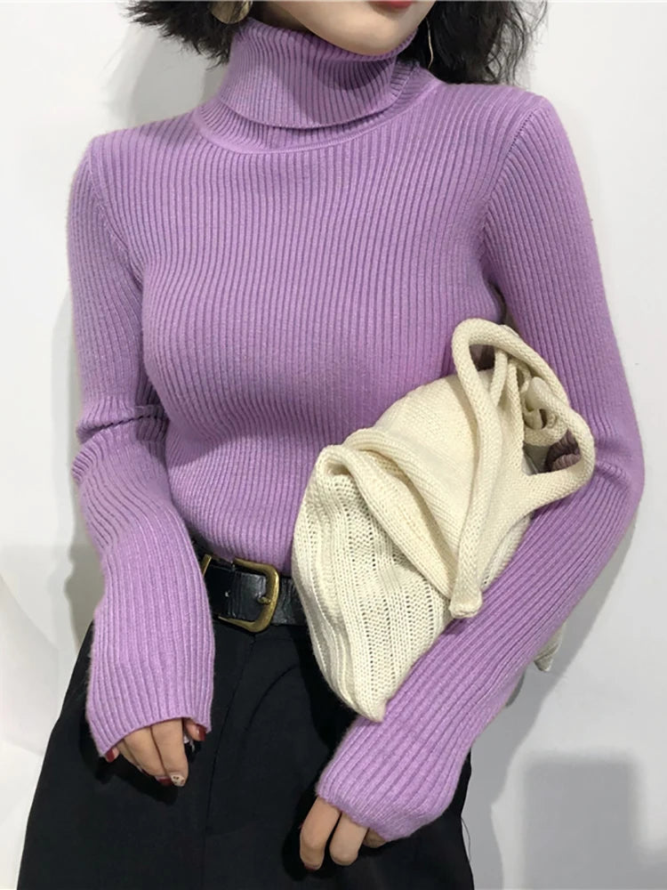 Turtleneck Sweater Womens 2026 Autumn Winter Tops Korean Slim Women Pullover Jumper Knitted Sweater Pull Femme Hiver Truien - Matrix-studios.com