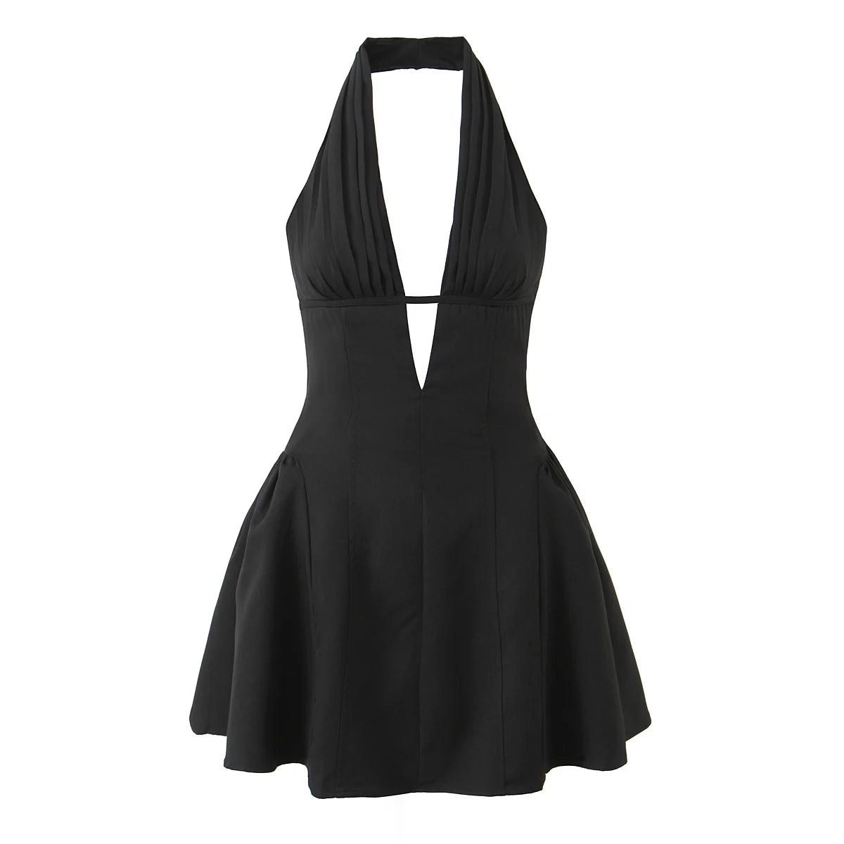 YENKYE French Style Retro Polka Dot Deep V Halter Dress Women Sexy Backless A-line Slim Sweet Elegant Mini Dresses Summer Robe - Matrix-studios.com