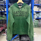 26FW Satoshi Nakamoto Zip Up Hoodie Vintage Distressed High Street Worn Out Print Men Women Hooded Pullover Real Photo - Matrix-studios.com