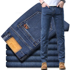 Spring Men's Light Blue Slim Jeans Stylish Casual Stretch Fabric Denim Pants Classic Trousers Smoke Gray - Matrix Studios