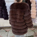 QUEENTINA Fox Fur 80cm Coat Real Winter Women'S New Fashion Furry 2025 Leather And Skin White Natural New In Coats & Jackets - Matrix Studios