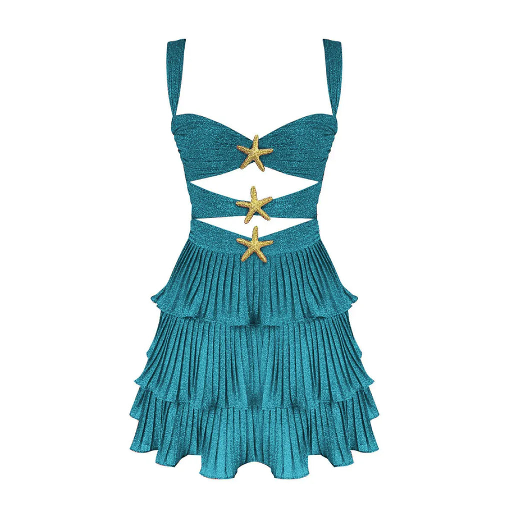 2026 New Cover Up Skirt Beach Women Geometry Printed Elegant And Pretty Dress Shoulder Strappy Bathing Suit Beachwear - Matrix Studios