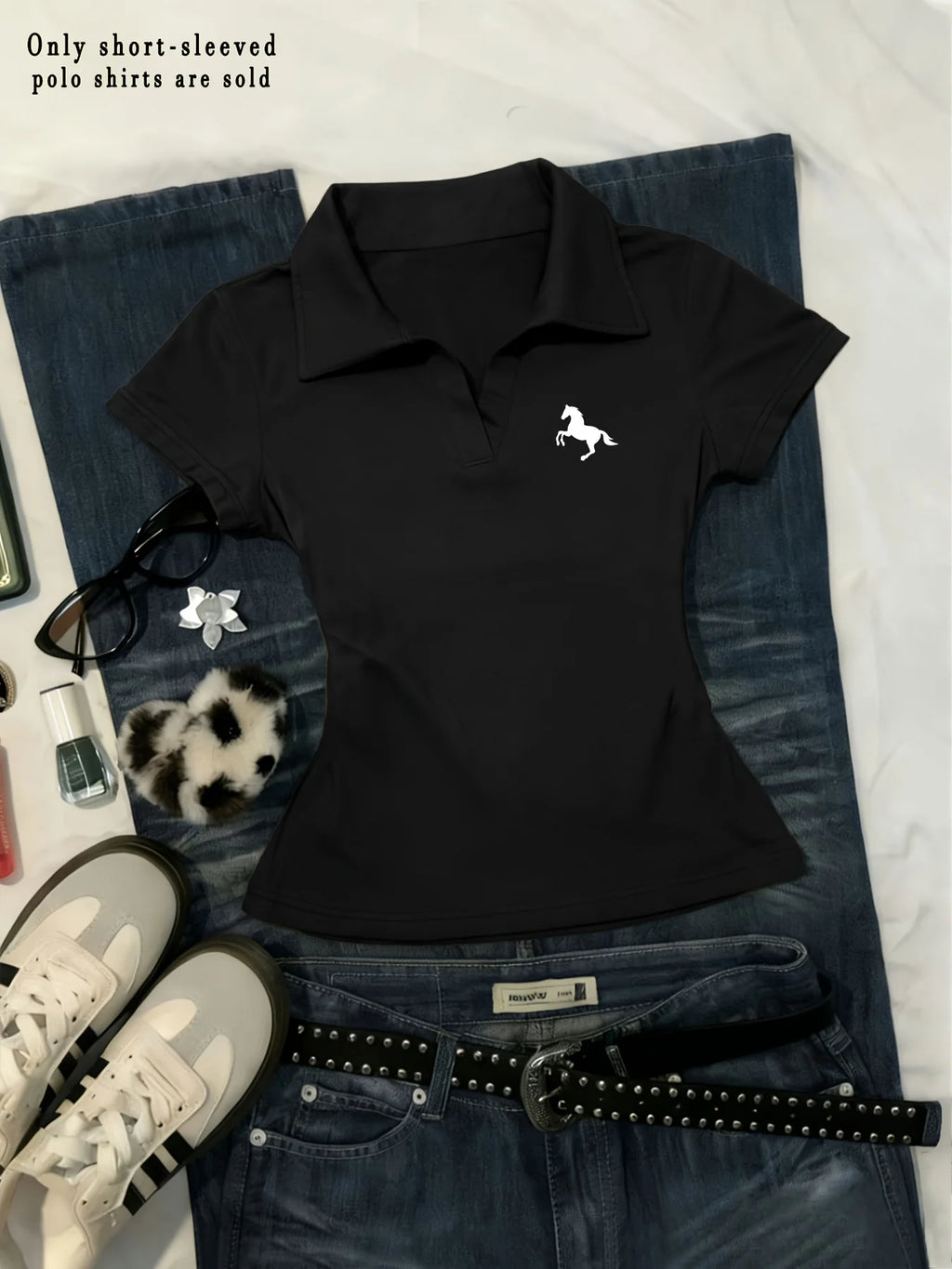 women's short-sleeve top t-shirt with horse emblem print - Matrix-studios.com