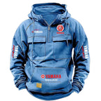 2026 New YAMAHA Logo Motorcycle Racing Race Retro Velvet Half Zipper Hoodie Men's Multi Pocket Autumn/Winter Casual Sweatshirt - Matrix Studios