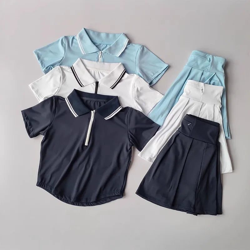 Women's 2-Piece Sports Tennis Sets Polo Sports Suit Stretchy Workout Shirt Outfits Golf Badminton Training Slim Fit Tracksuits - Matrix-studios.com