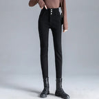 New Women's High Waist Stretch Jeans Blue Black Gray Fashionable and Versatile Multi-button Popular Slim Denim Long Pants Female - Matrix-studios.com
