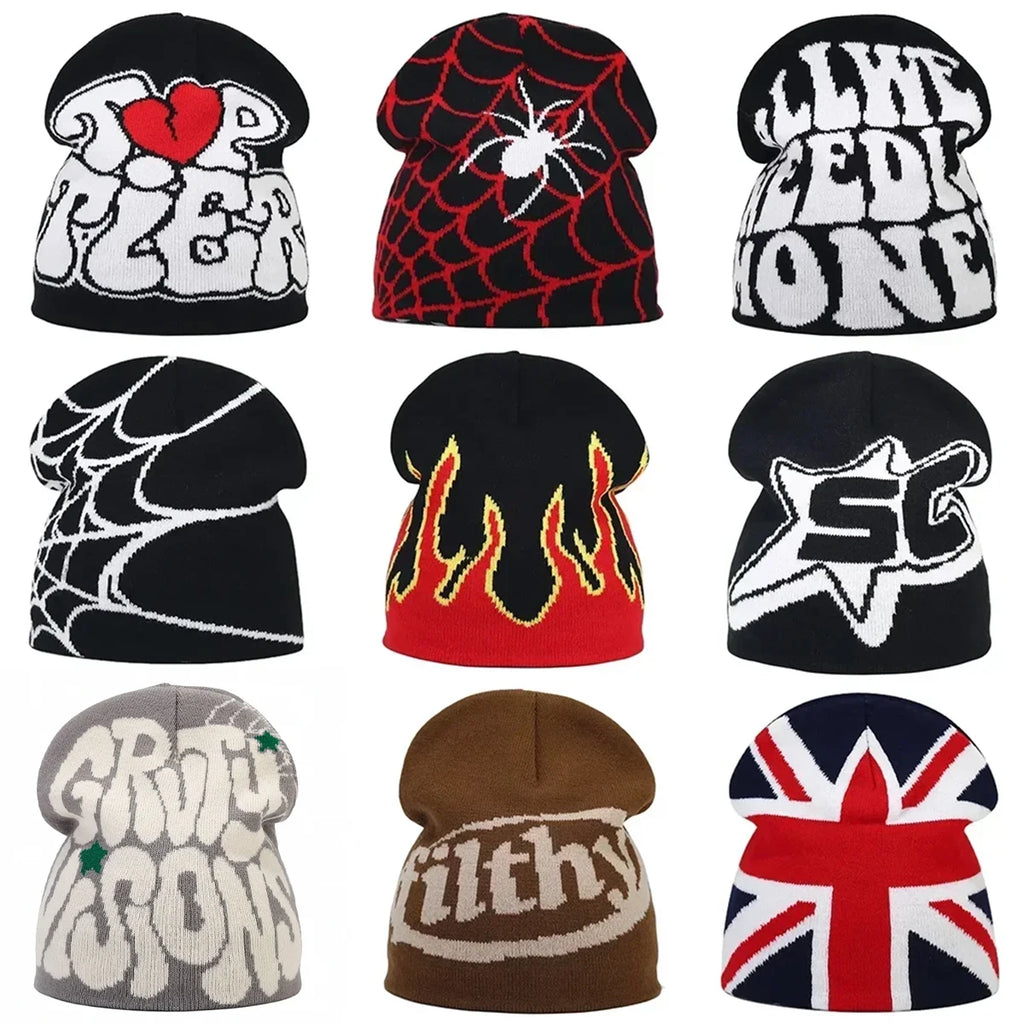 Y2K Letter Knitted Winter Autumn Beanie Cap Men Women Kanye Beanies Gorras Hombre Top Warm Skiing Hat Ear Hats Hip Hop Skullcap - Matrix-studios.com
