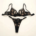 Black Feathers Comfortable Underwear Set Soft And Stylish Women's Intimate Apparel Ensemble - Matrix-studios.com