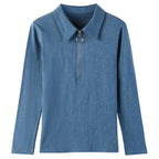 European Station Fashion Long sleeved POLO Neck Pure Cotton T-shirt Women's Spring New Slim Fit Solid Color Bottom Shirt - Matrix-studios.com