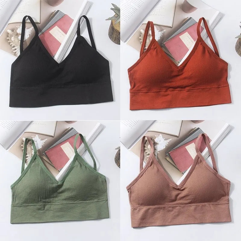 Kit 4 Women Seamless Bra Set, Sexy Beautiful Back Cotton Bra Comfortable Breathable Padded Bra Underwear - Matrix Studios