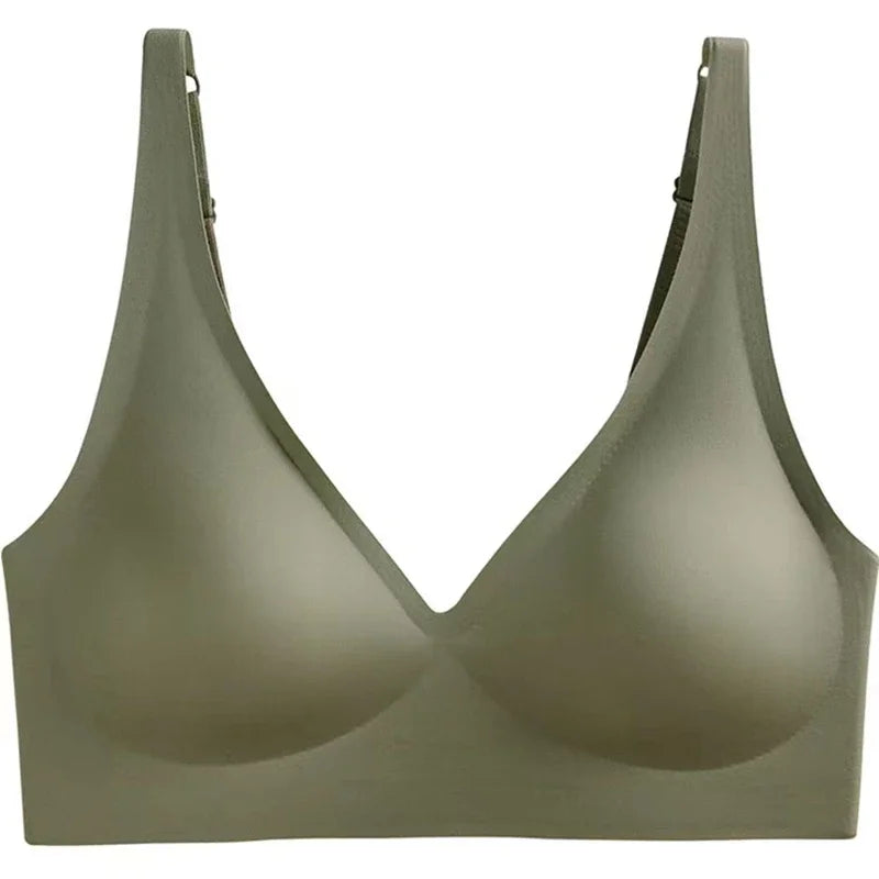 Soft Support Jelly Glue French Deep V Underwear Women's No Steel Ring Small Chest Gathered Comfortable Adjustment Seamless Bra - Matrix Studios