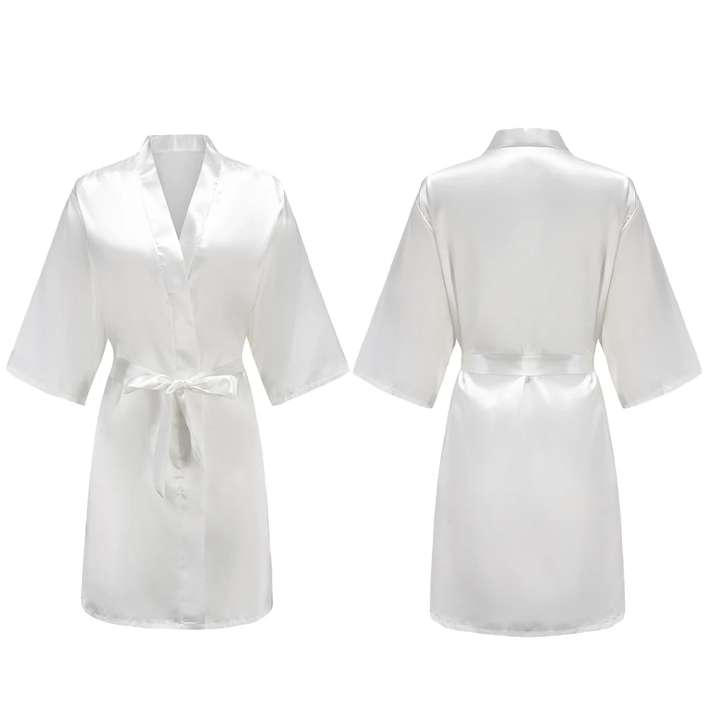 Women's Pure Short Silky Robes Bridesmaid Bride Party Satin Robes Sleepwear