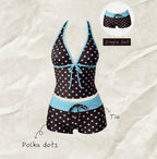 Women Beach Style Bikini Swimwears 2-Piece Tankini Suits Halter V-Neck Tie Cami Top Bodycon Contrast Waistband Swim Beachwear - Matrix-studios.com