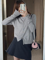 Solid Color Knitted for Women Cardigan Korean Single Breasted Long Sleeve Jumper Woman Round Neck All Match Cardigans Outwear - Matrix Studios