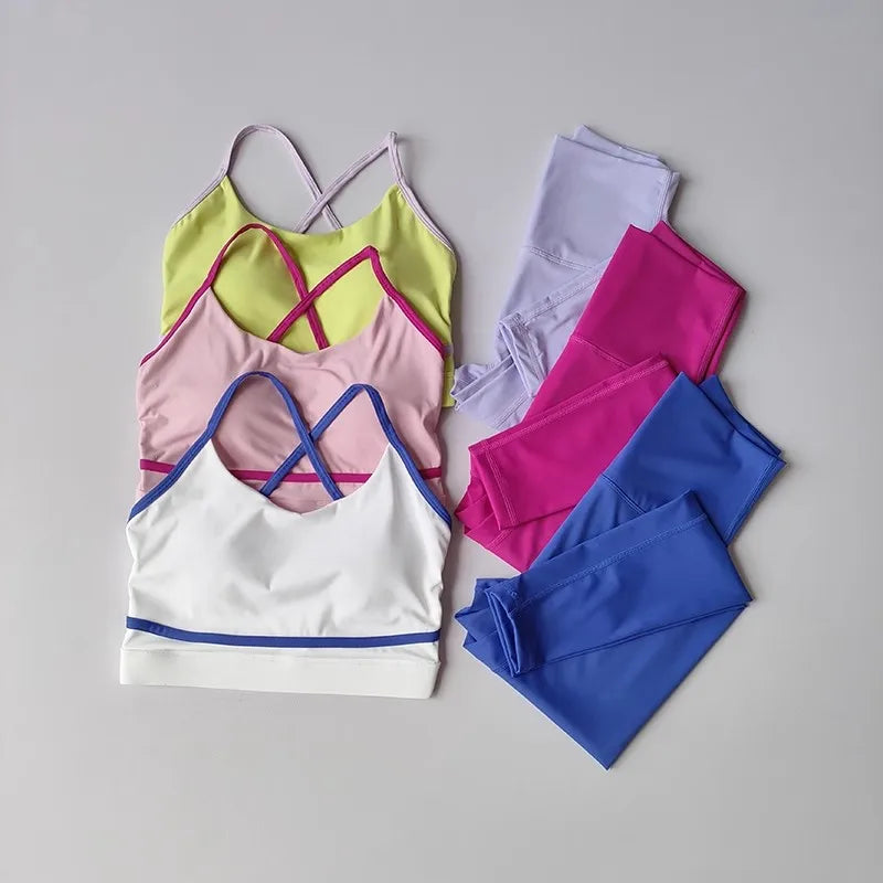 Women's Yoga Set Workout Set 2 Piece High Waist Yoga Leggings Sports Bra Gym Suit Activewear Sports Fitness Set Sports Suit - Matrix-studios.com