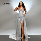 LIVANKA Sweetheart Neck Mermaid Evening Dresses Side High Split Floor-Length Prom Dresses Beading Customized Vestidos De Fiesta - Matrix Studios