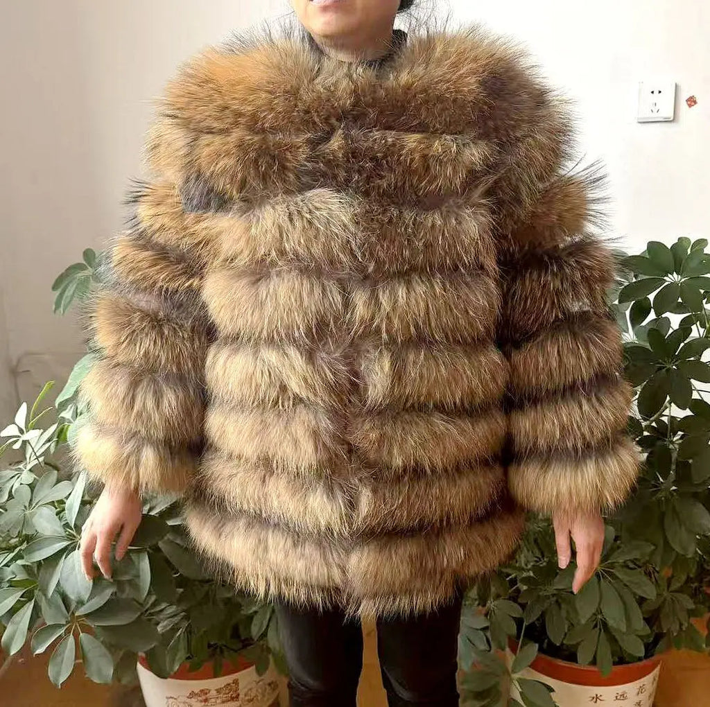70CM 4in1 New Fast Shipping New Fashion Women Fashion Real Natural Fox Fur Long Coat Jacket for Winter Warm Over Coat - Matrix Studios