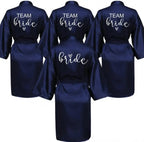Wedding Party Team Bride Robe With Black Letters Kimono Satin Pajamas Bridesmaid Bathrobe SP063 - Matrix-studios.com