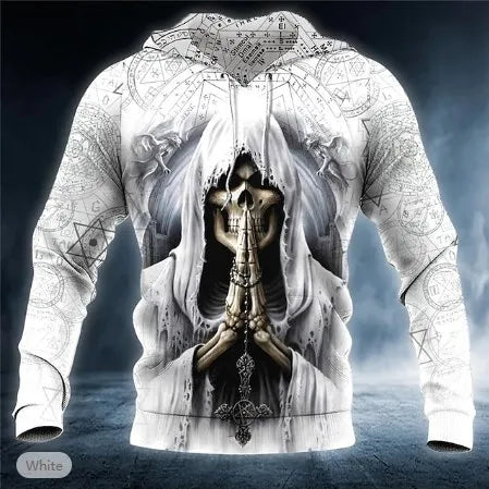 2023 New Men's Skull Hoodie Sweatshirts 3D print Head Pattern Hooded Pullover Autumn Fashion Casual Sweatshirt - Matrix Studios