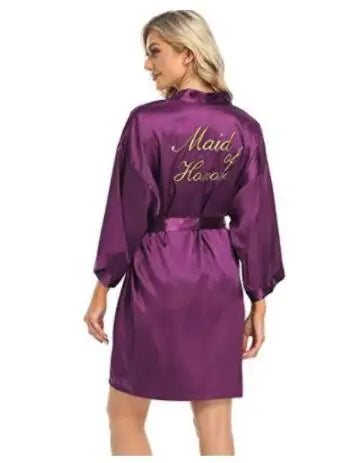 Wedding Bride Bridesmaid Robe Dressing Gown Sexy Women Bathrobe Nightgown Short Sleepwear Casual Flower Kimono Geisha M L XL - Matrix-studios.com