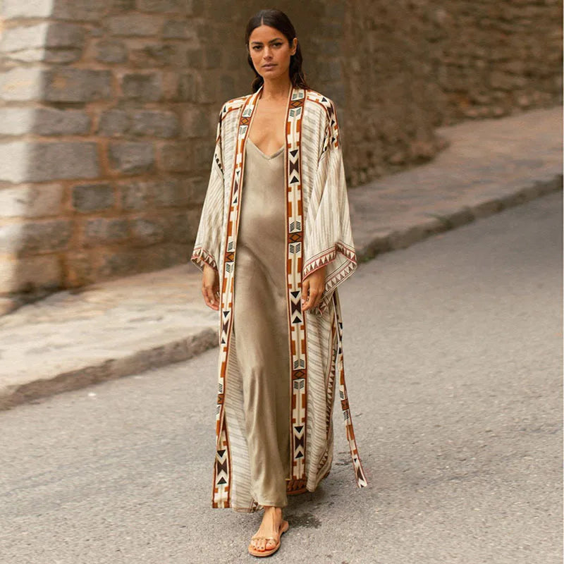 2026 Women Swimsuit Beach Cover Up Dress Sleeve Kaftan Beach Tunic Long Pareos Bikinis Cover Ups Summer Robe Plage Beachwear - Matrix Studios