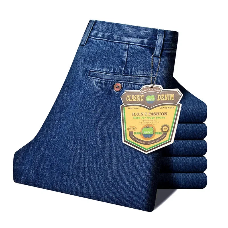 2021 Thick Cotton Fabric Relaxed Fit Brand Jeans Men Casual Classic Straight Loose Jeans Male Denim Pants Trousers Size 28-40 - Matrix Studios
