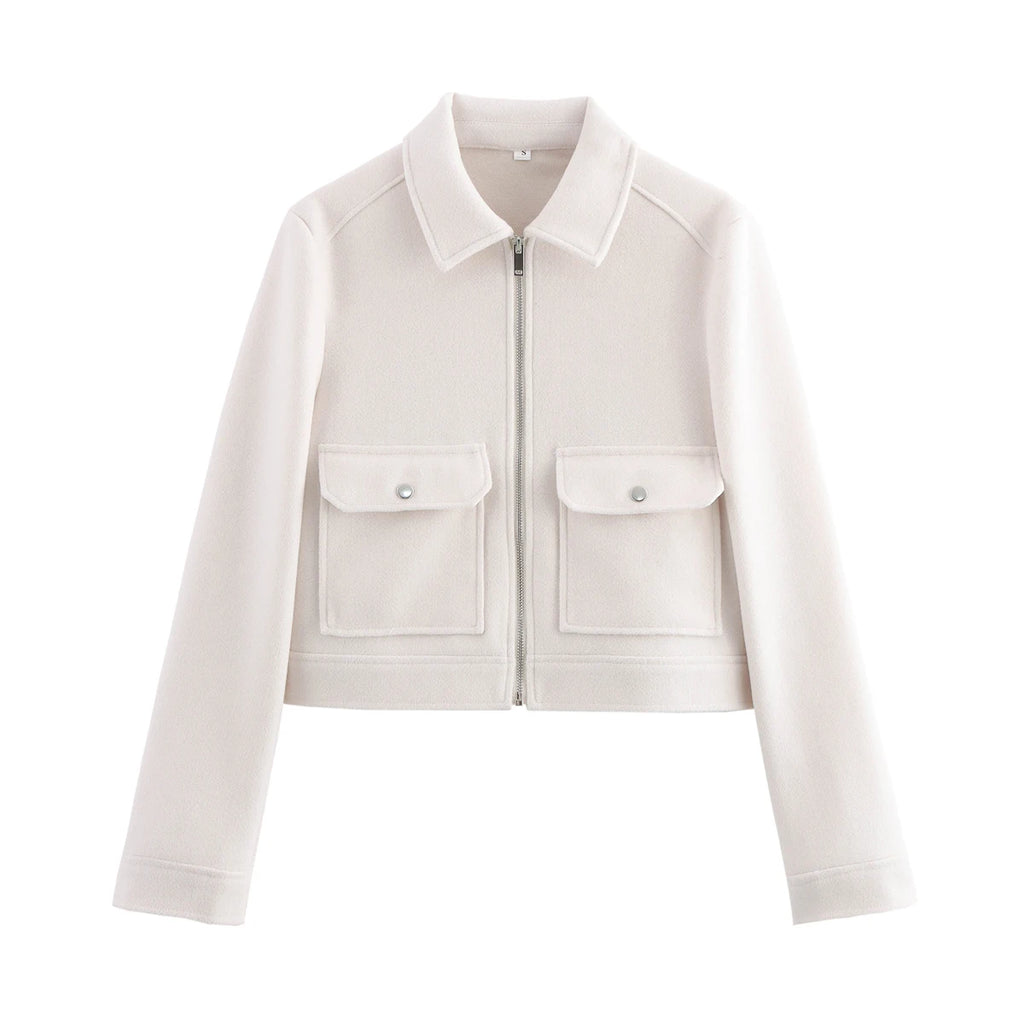 SLTNX Women's Zipper Jacket Coat New Winter Long Sleeve Pocket Outerwear Coat Short Street Elegant Women's Jacket - Matrix-studios.com