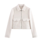 SLTNX Women's Zipper Jacket Coat New Winter Long Sleeve Pocket Outerwear Coat Short Street Elegant Women's Jacket - Matrix-studios.com