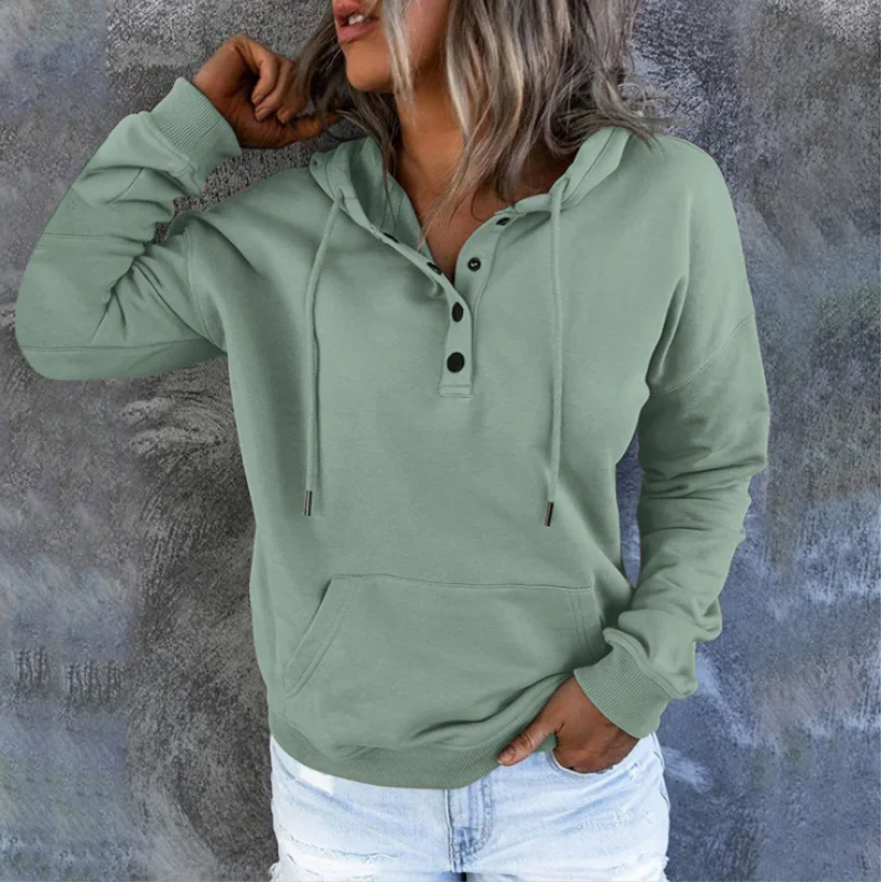 European and N Women's Long-sleeved Loose Casual Hooded Drawstring Pocket Hoodie - Matrix Studios