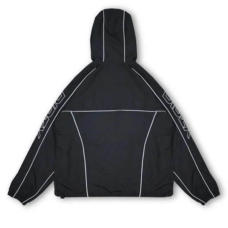Men Women Fashion Streetwear Black Sports Hoodies Harajuku Autumn Winter Y2K Casual Loose Embroidered Ziper Tops Casual Pants
