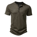 Henley Collar Summer Men Casual Solid Color Short Sleeve T Shirt for Men Polo men High QualityMens T Shirts - Matrix Studios