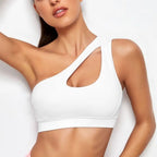 Women Sports Bra Push Up Fitness Bras One Shoulder Shockproof Yoga Bra Black White Yoga Running Bra Sexy Vest - Matrix Studios