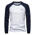 AIOPESON Men's T-shirts 100% Cotton Long Sleeve O-neck Pactwork Casual T Shirts for Men New Spring Designer Tees Men Clothing - Matrix Studios