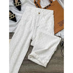 White Plaid Straight Loose Pants Women Spring Autumn Fashion Jeans 2025 New High Waist Wide Leg Full Trousers Female Denim Pants - Matrix-studios.com