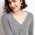 Cardigans Women 2025 Autumn Single Breasted V-neck Knitted Sweater Fashion Short Knitwear Solid Blue Green Pink Women's Jumpers - Matrix Studios
