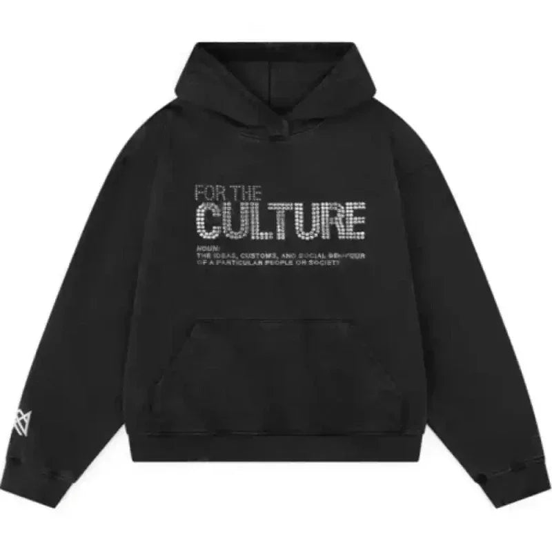 Vintage Men Monogrammed Applique Print Style Y2k Slouchy Loose New Fashion Couple Hoodie Tracksuit Streetwear Street in Winter - Matrix Studios