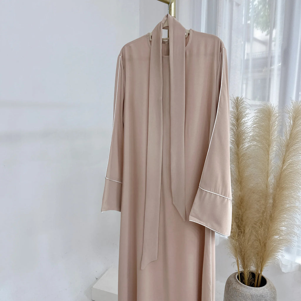 Eid Plain Closed Abaya Dress Silk Velvet Abayas for Women Dubai Luxury Muslim Modest Dresses Islamic Clothing Kaftan Hijab Robe - Matrix-studios.com