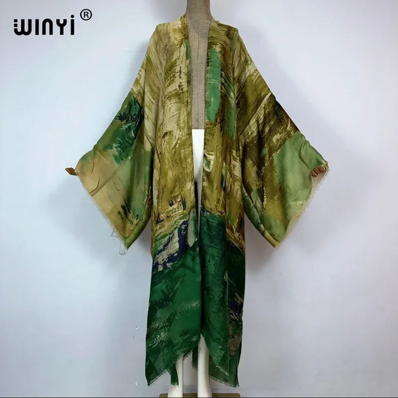 WINYI Fashion Kimono Print Coat Long Sleeve Cardigan Abaya Muslim Woman Cover Up Boho Dress Kaftan Abaya Dubai Luxury Caftan - Matrix-studios.com