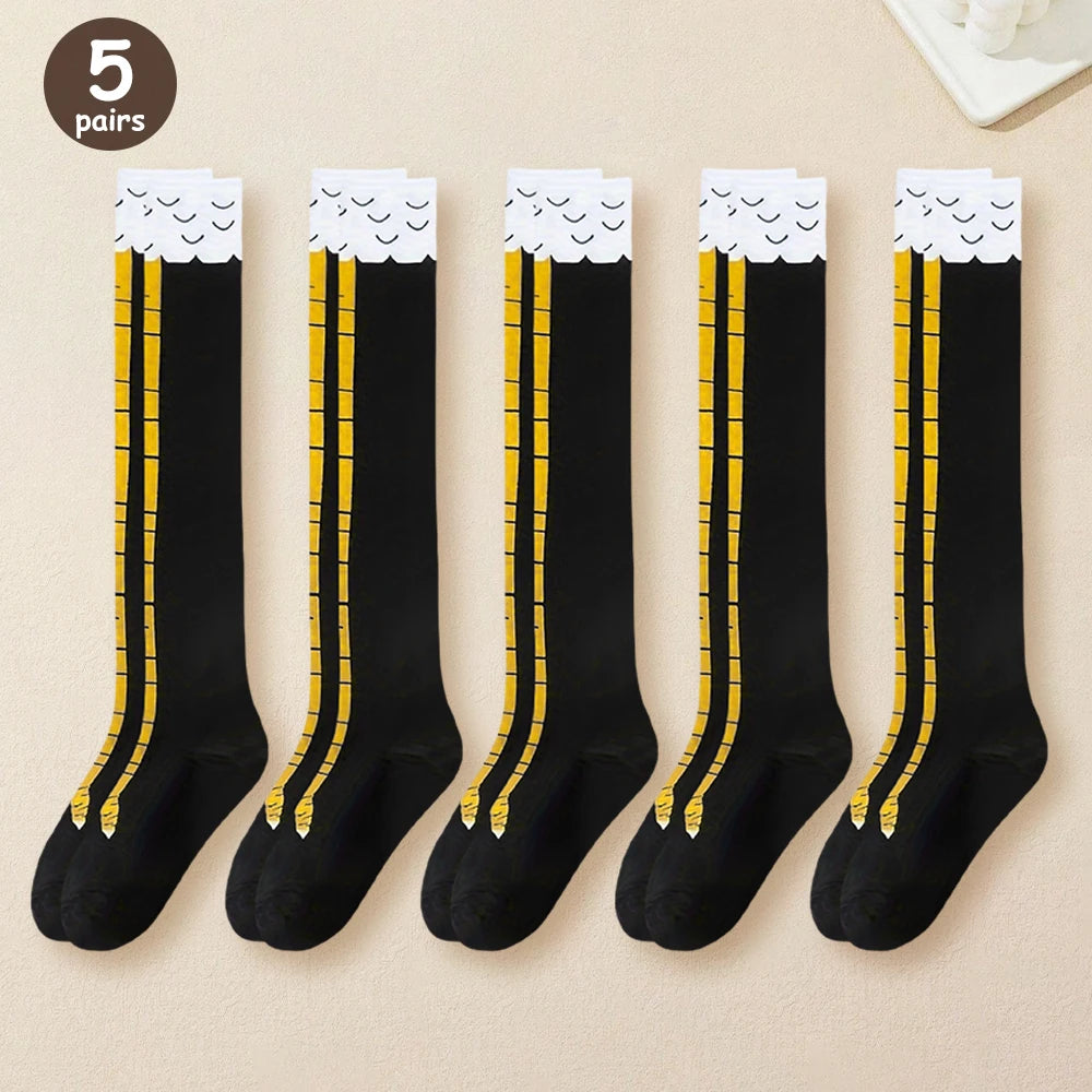 1/2/5/10 Pairs Women Knee High Socks Trendy Cartoon Funny Chicken Claw Socks Fitness Sport Casual Slim Leg Long Tube Socks Women - Matrix Studios