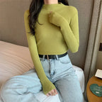 Women Sweater Pullover Autumn Winter Knitted Half High Collar Long Sleeve Slim Jumper Tops 2025 Casual Shirts Soft Warm Clothing - Matrix Studios