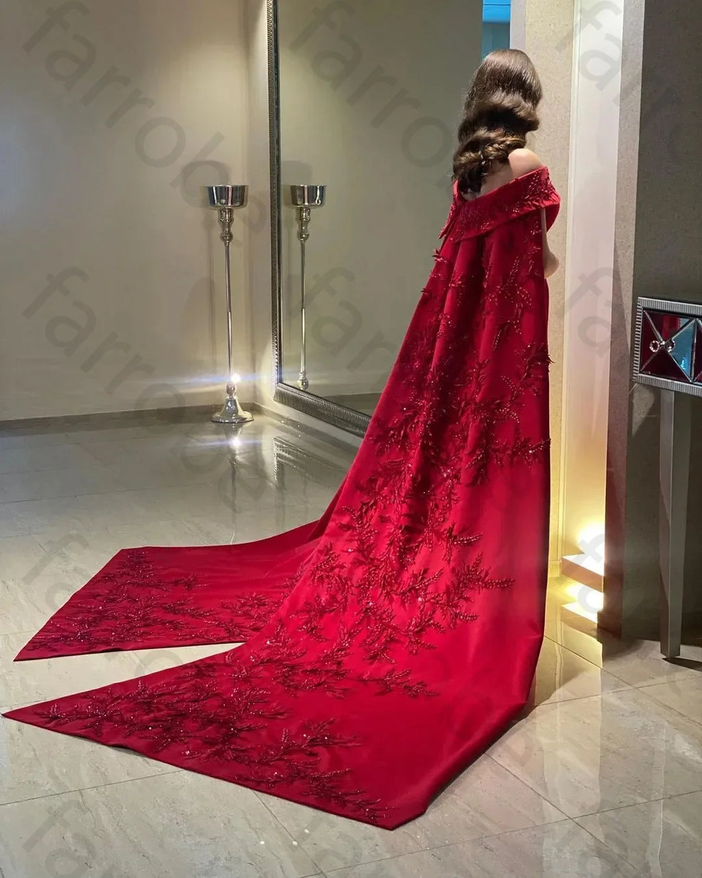 Customized Ankle Length Sheath Evening Party Gowns Women Beaded Applique Long Wrap Prom Dresses Zipper Back Vestidos Des - Matrix Studios