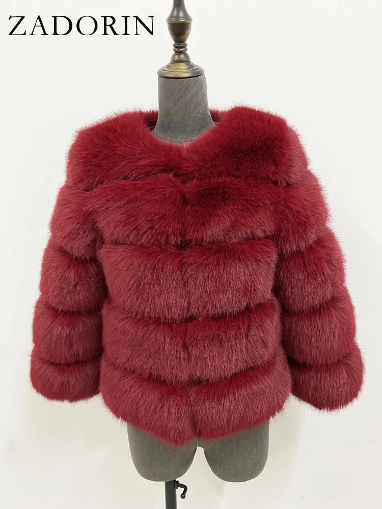 ZADORIN S-6XL Mink Coat Winter Black White Faux Fur Coat Woman Elegant Fluffy Faux Fur Jacket Top Short Fur Coats Woman Clothing - Matrix Studios